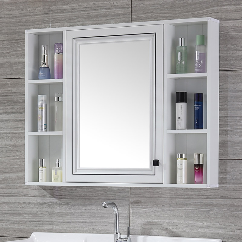 太空铝镜柜挂墙式卫生间铝合金浴室镜子镜箱置物架毛巾杆梳妆镜