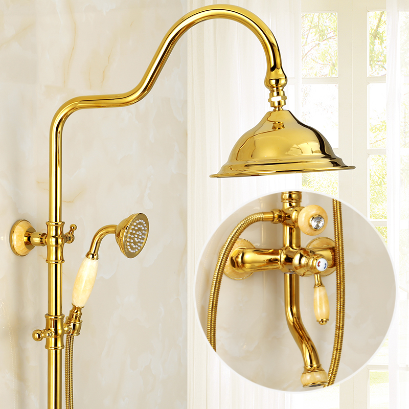 淋浴花洒套装恒温洗澡神器全铜家用浴室淋雨喷头金色欧式卫生间