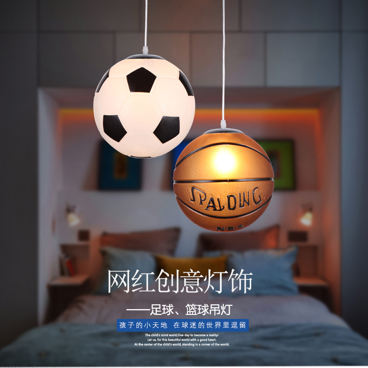 创意羽毛篮球吊灯个性造型主题餐厅吧台体彩店男孩儿童房足球灯具