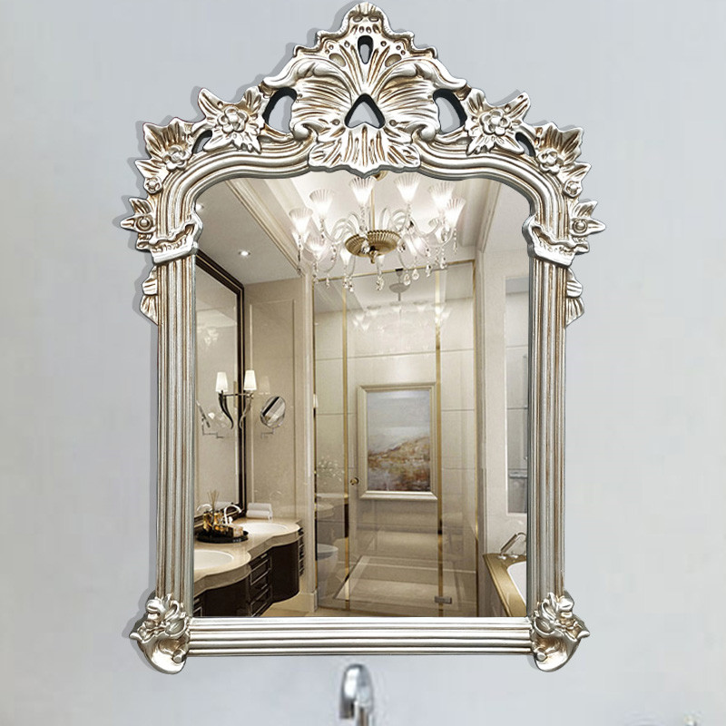 复古欧式装饰镜梳妆台镜浴室美发理发店镜子卫浴镜梳妆镜卫生间镜