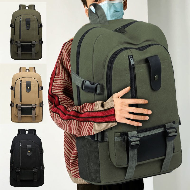 背包工地耐磨帆布男士工具双肩包大容量耐磨背包简单书包旅行包