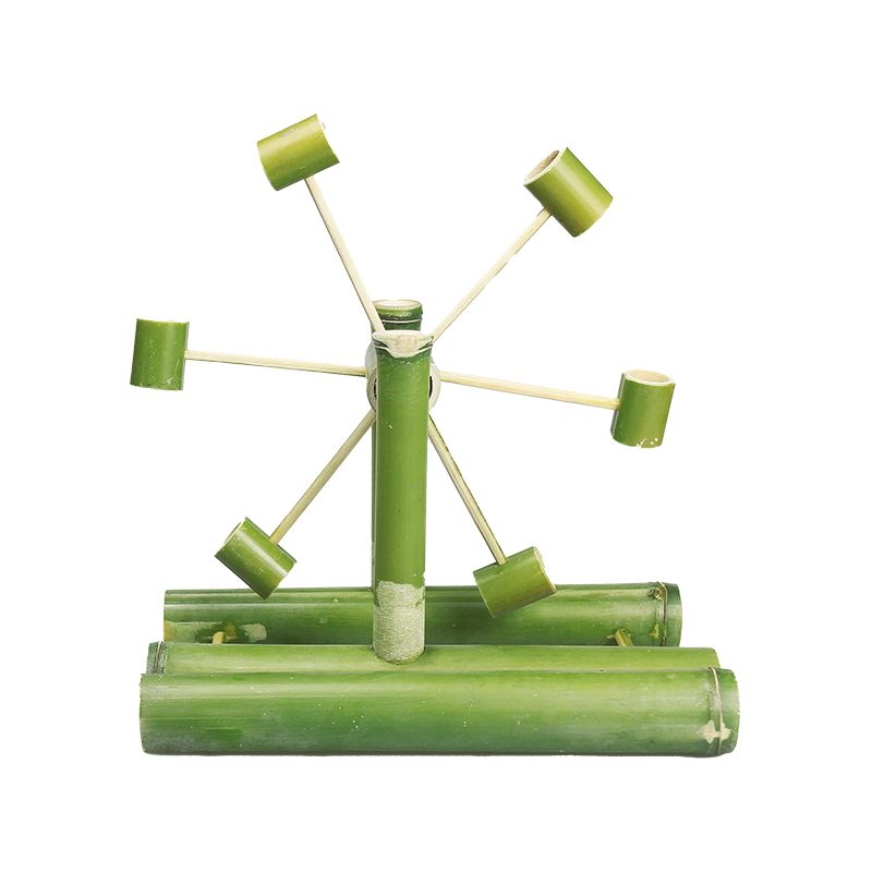 手工定制竹子做的水轮车模型洗澡有水就能动竹水车儿童戏水竹玩具