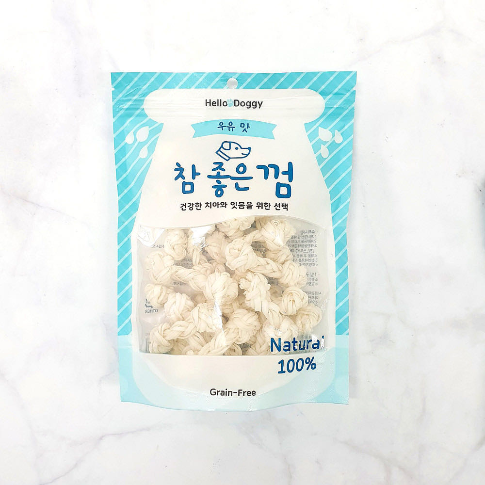 现货~一口薯条 韩国代购 宠物狗狗天然牛奶咬胶打结骨磨牙棒18p