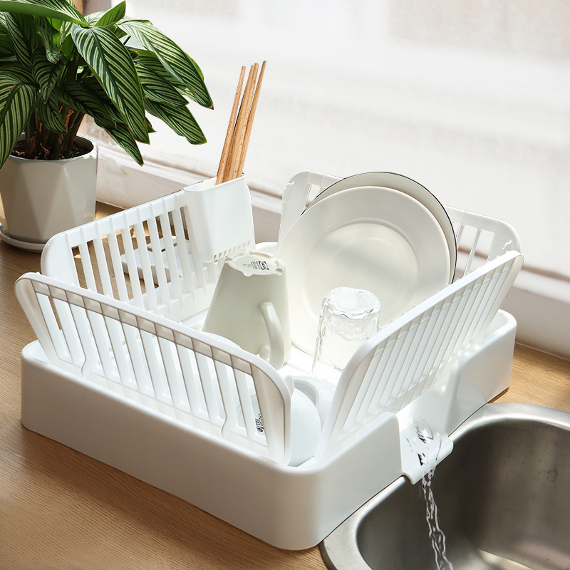 日本进口SANKO厨房水槽沥水碗架置物架家用可折叠餐具筷盘收纳篮