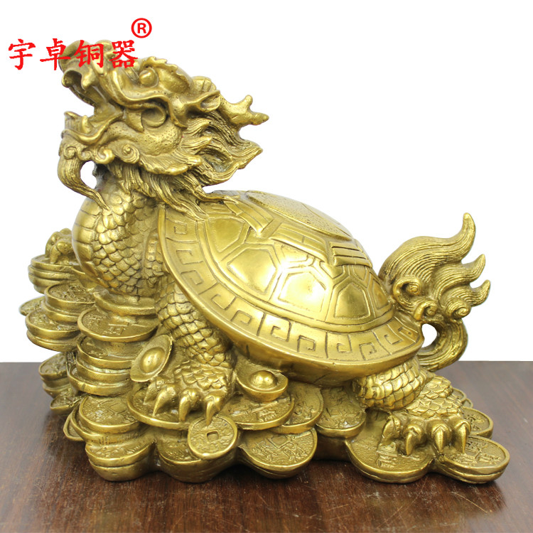 宇卓铜器铜龙龟工艺品摆件八卦龙头龟  纯铜龙龟黄铜龙龟