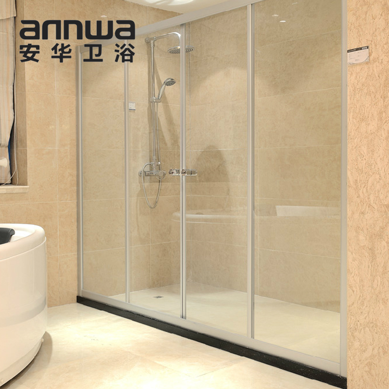 安华浴屏淋浴房钢化玻璃淋浴房 简易L型淋浴隔断非标定制淋浴屏风