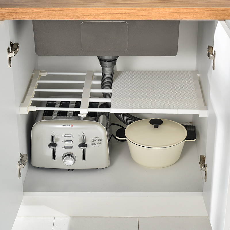 速发下水槽可伸缩厨房柜子分层架收纳架橱柜内隔板锅架置物架储物