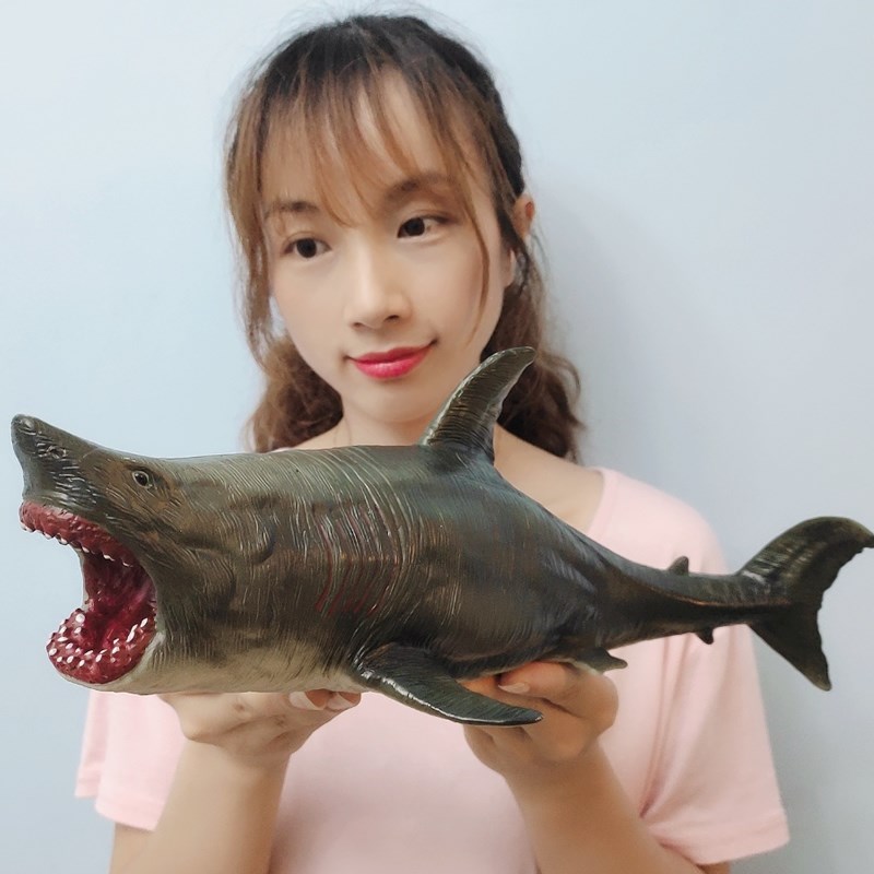 新品。食人大白鲨超大巨齿鲨苍龙沧龙邓氏鱼蓝鲸鲨海洋动物模型套