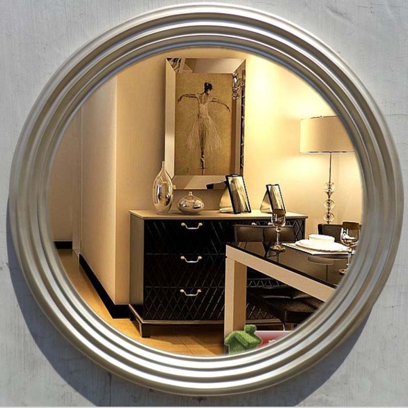 新款欧式浴室镜美式复古黑色圆形A卫浴镜化妆镜装饰玄关镜壁挂镜