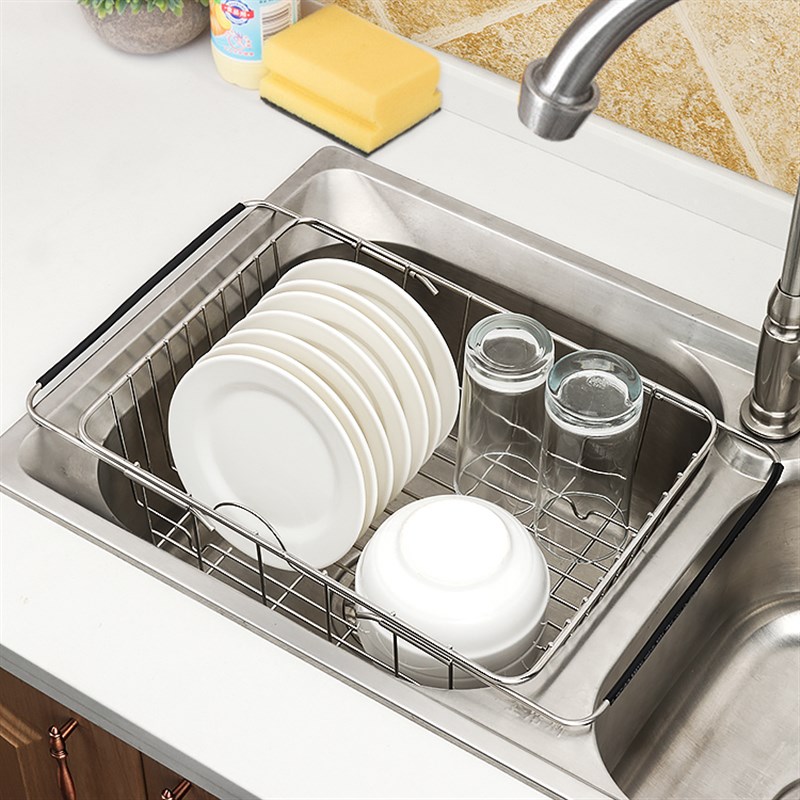 速发厨房水槽沥水架沥水篮304不锈钢水池洗菜盆滤水洗碗池置物可