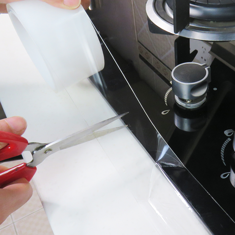 厨房透明防油贴纸橱柜灶台水槽贴耐高温自粘防水防霉防潮美缝贴纸