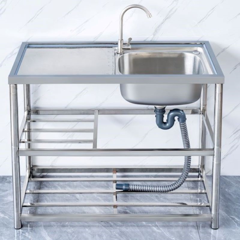 厨房不锈钢水槽台面一o体单水槽洗菜池家用洗碗盆简易支架平台洗