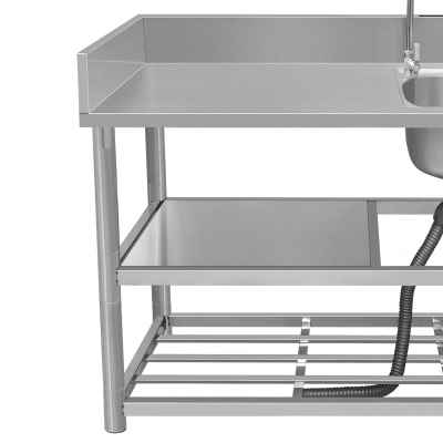 速发商用不锈钢水槽台面一体洗碗池带支架洗菜盆厨房工作台家用洗