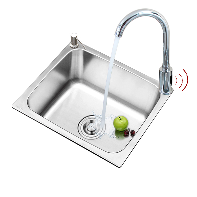 洗菜池单槽小号厨房洗碗槽sus304不锈钢台上盆一体小型迷你单水槽