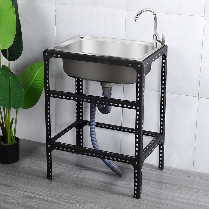 厨房加厚304不锈钢水o槽洗菜盆带支架子单水槽水池水盆洗碗池洗手