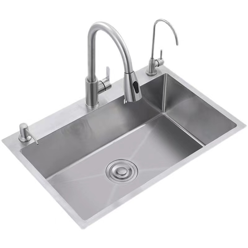 厨房水槽304不锈钢加厚手工拉丝大单槽水池家用台下洗菜盆洗碗池
