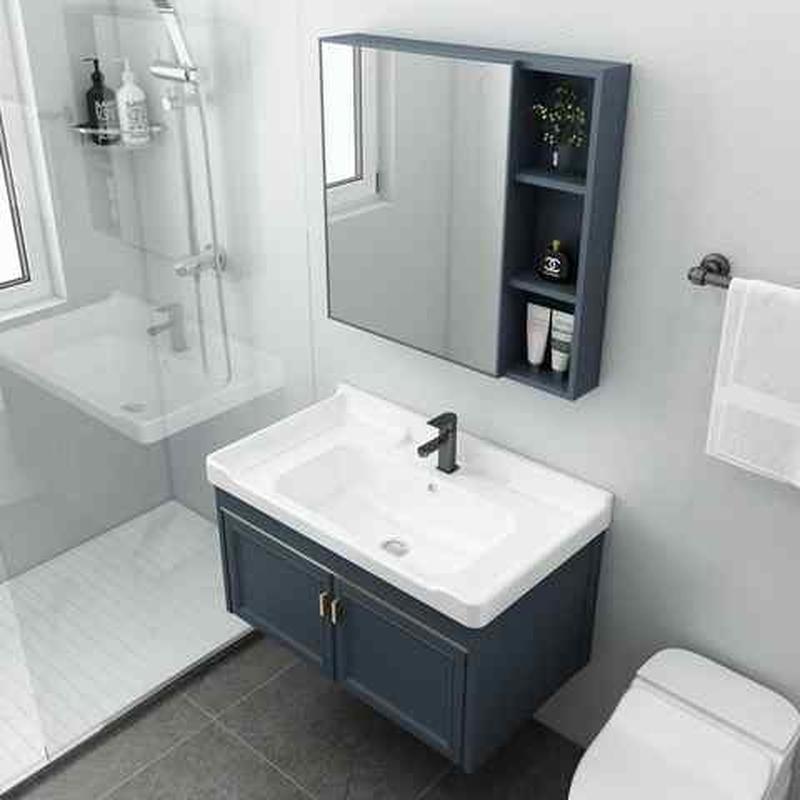 现货速发太空铝浴室柜组合家用卫生间洗脸池简易水盆台盆一体挂墙