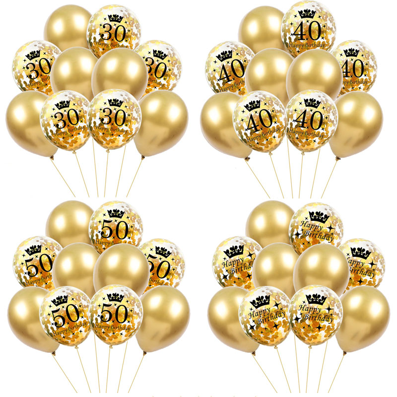 10pcs 30th 4i0th 50th 60th Birthday Party Confetti Balloons