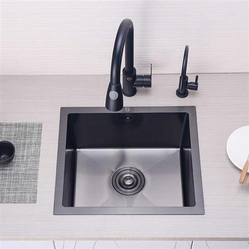 新品厨房纳米不锈钢水槽 黑色纳米手工盆 洗菜盆单水槽洗碗池台上