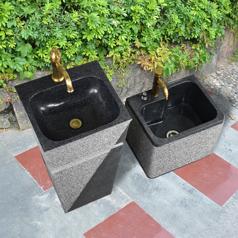 室户外大理石洗手盆庭院阳台石头B一体水槽花园立柱洗漱池家用方