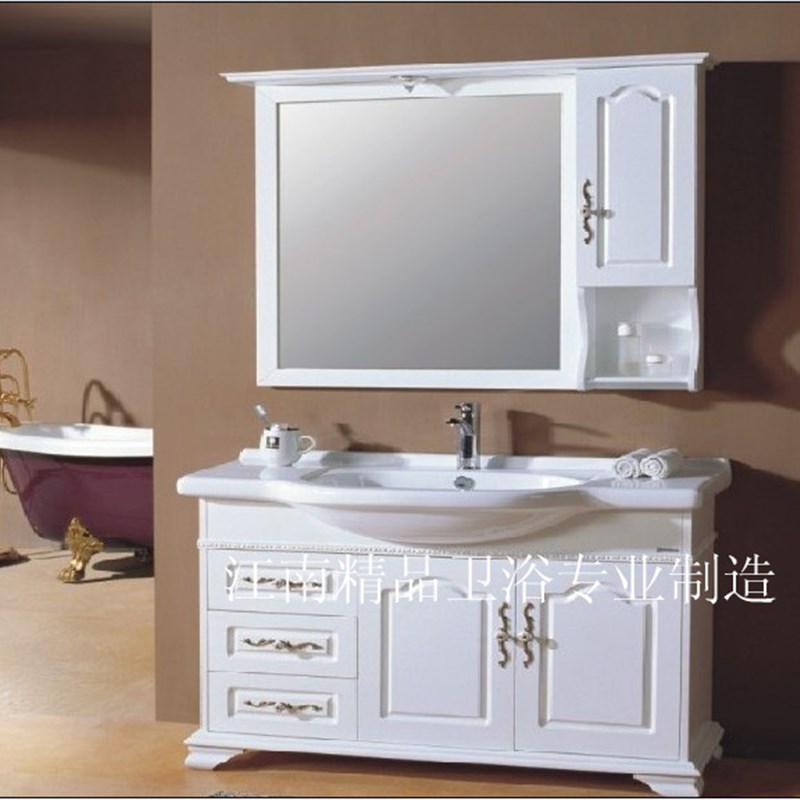 欧式美式橡木浴室柜组合实木浴柜洗脸盆柜洗手盆柜Q洗漱台XM8008