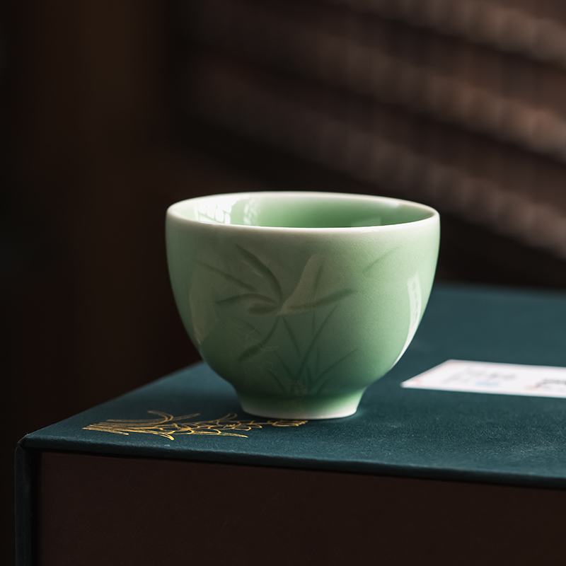 龙泉青瓷功夫茶杯个人专用陶瓷主人杯单杯女小号品茗杯子茶具套装