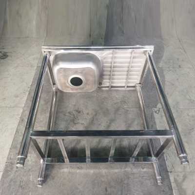 推荐新品厂家直售商用201不锈钢单槽带台拉丝加厚水槽洗碗池家用