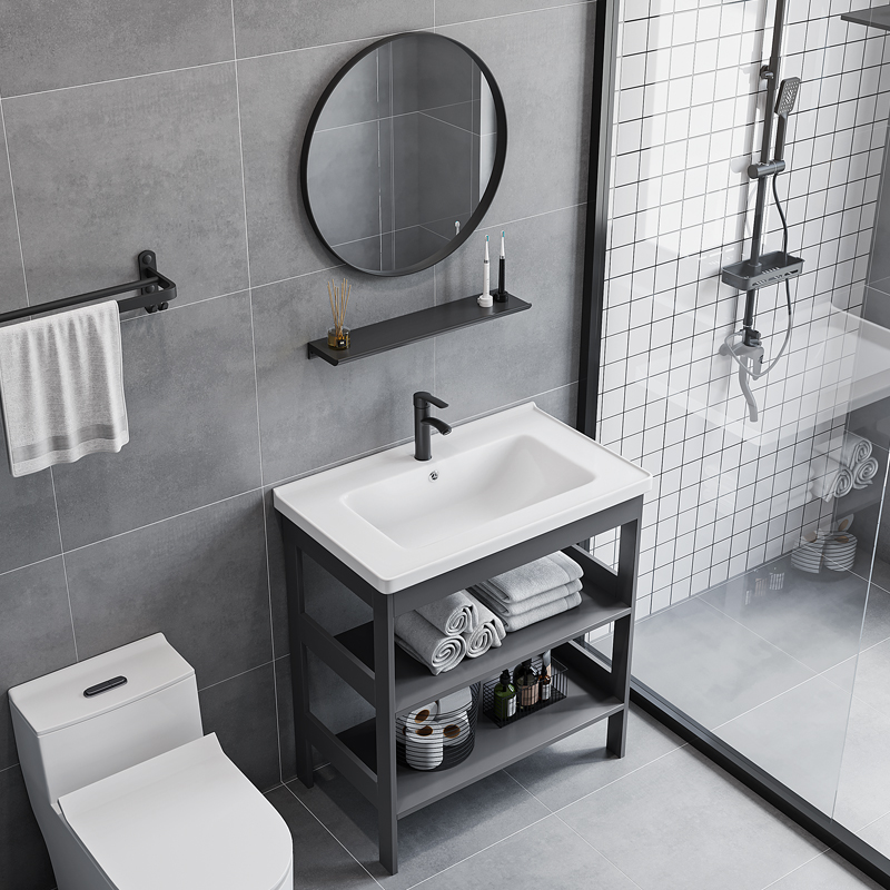 太空铝落地式洗手盆浴室柜组合小户型一体阳台洗漱台池洗脸盆简易