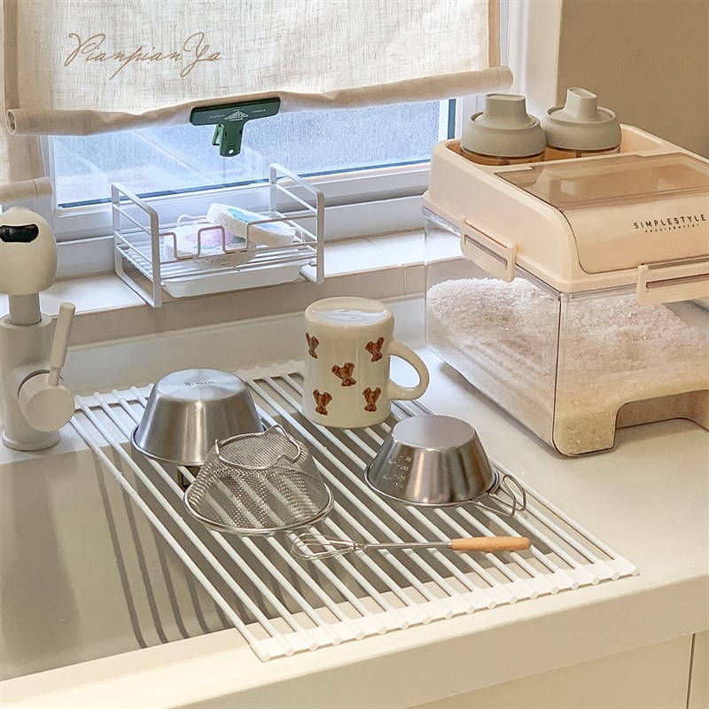 家用厨房矽胶可折叠水槽沥水架 F碗碟置物架沥水篮控水神器