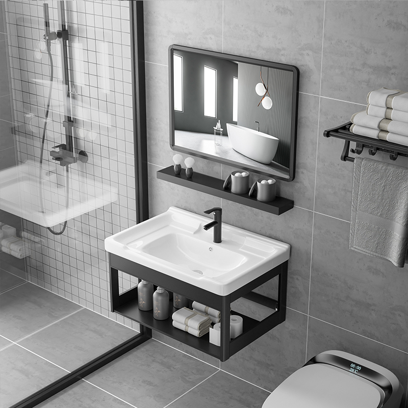 推荐简约浴室挂墙洗手盆柜组合小户型卫生间洗脸盆家用一体陶瓷洗