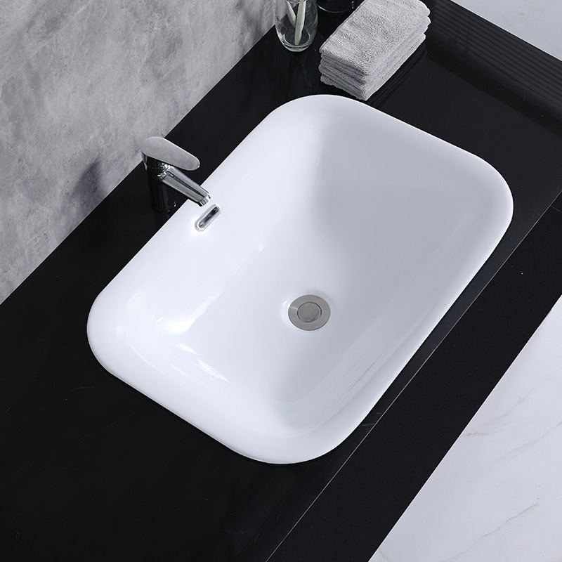 厂家台中盆半嵌入式长方形卫生间 家用圆形简约面盆台上盆洗手盆
