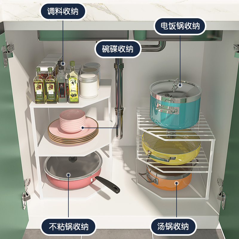 极速厨房收纳置物架下水槽锅架家用柜子多层厨柜架内置分层橱柜隔