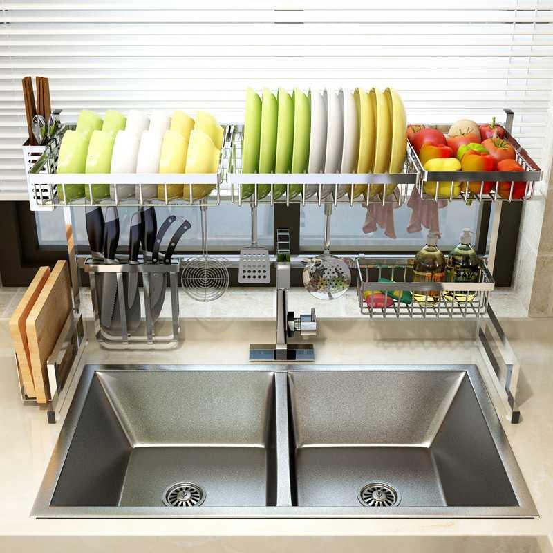 推荐黑色不锈钢厨房置物架水槽水池放碗架沥水碗架碟架厨具用品收