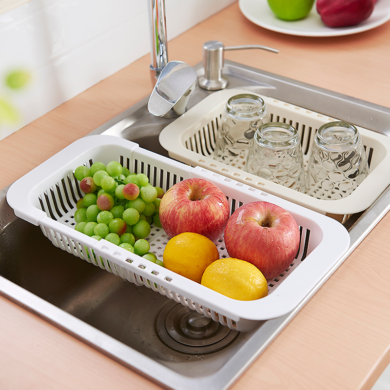 推荐厨房置物架水池沥水篮 塑料洗菜盆滤水篮碗碟架可伸缩水槽沥