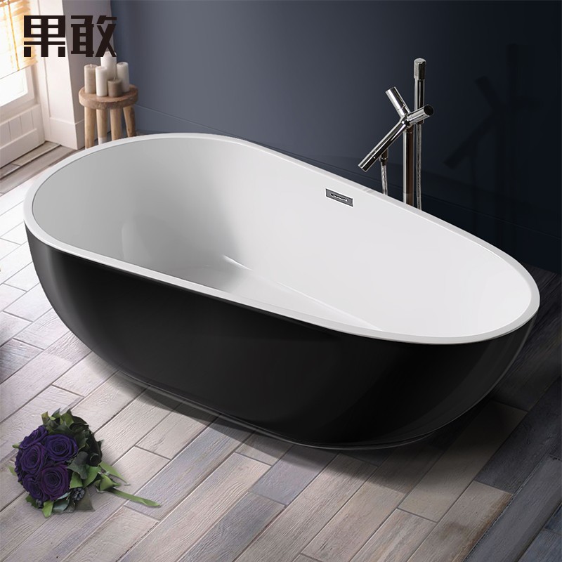 推荐亚克力独立浴缸简约蛋形浴缸 欧薄边 独立式1.5 1.6 1.7米浴