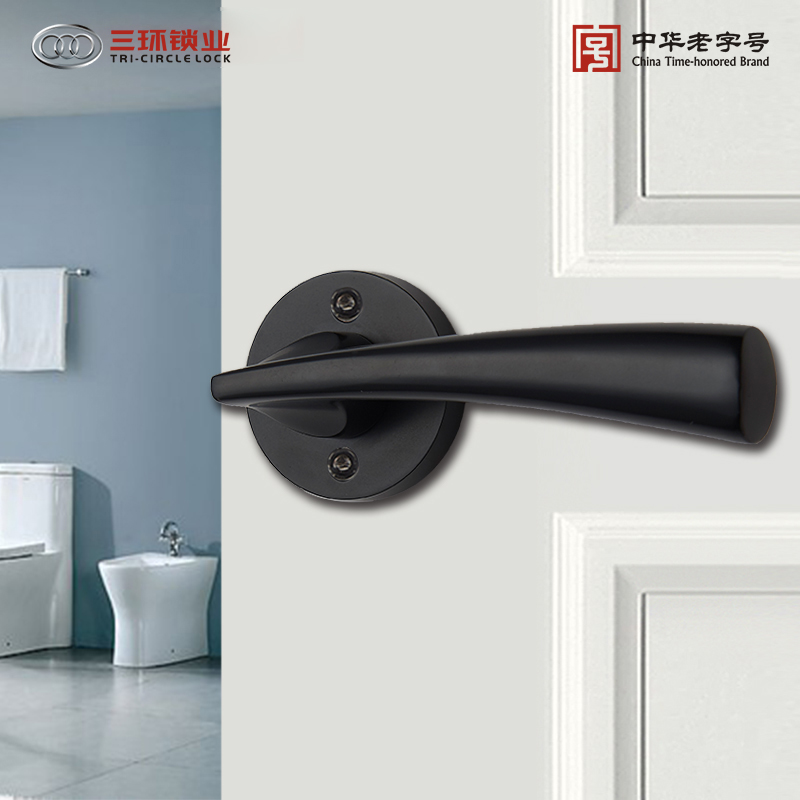 三环卫生间门锁浴室卫浴通道锁具单锁舌无钥匙厕所把手通用型F108
