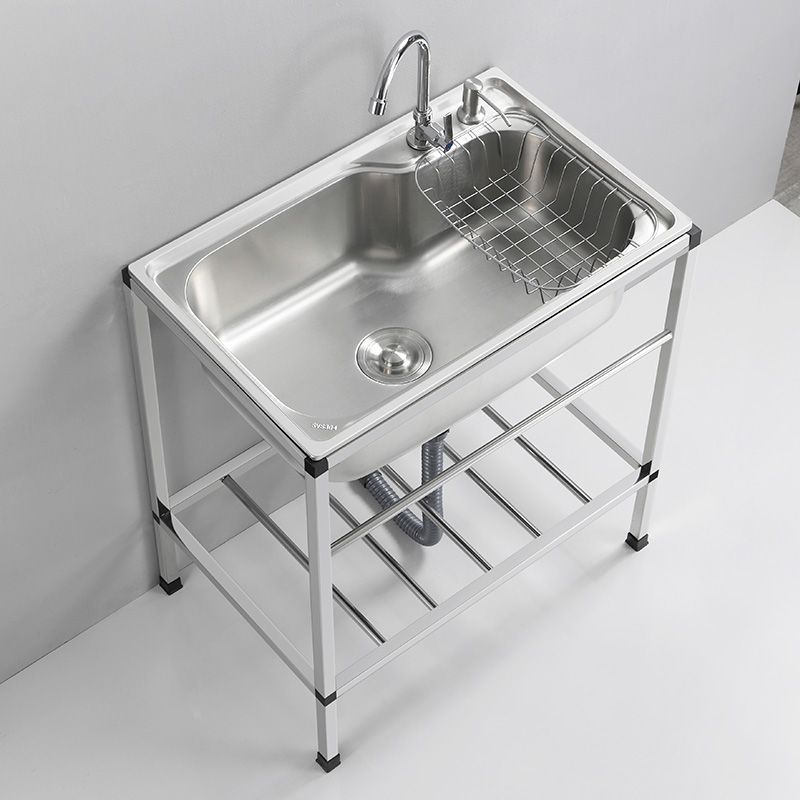 厨房加厚简易不锈钢水槽单槽双槽支架水盆洗菜盆洗碗池架子家用