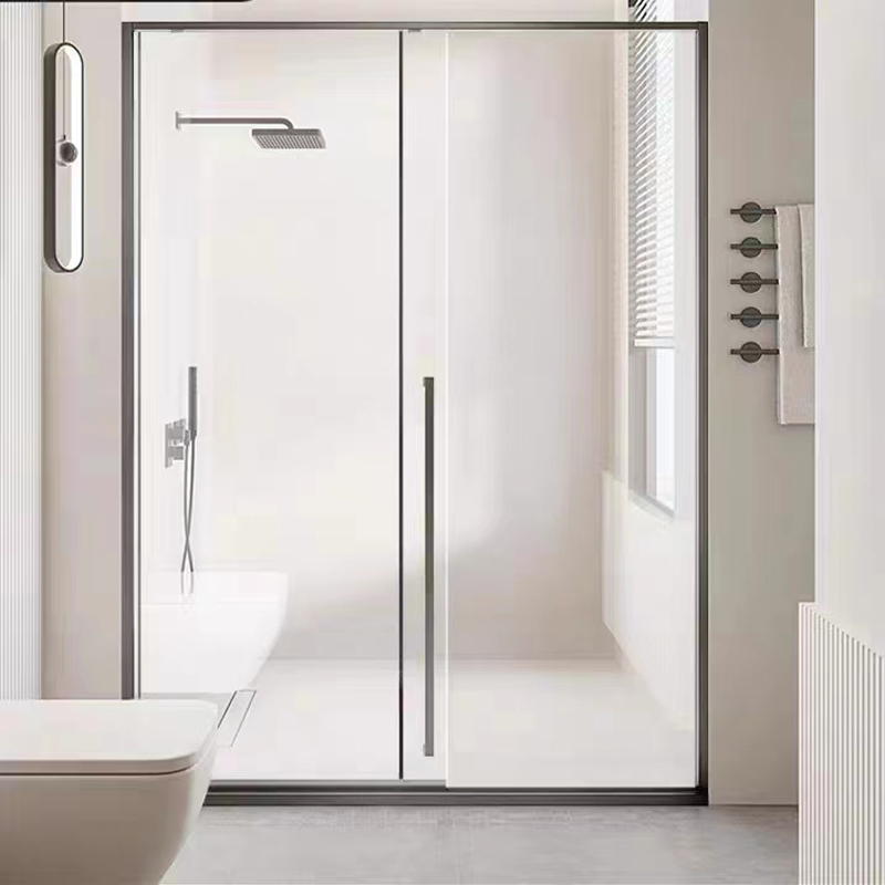 极窄一字型下沉式淋浴房 玻璃隔断干湿分离 卫生间推拉移门
