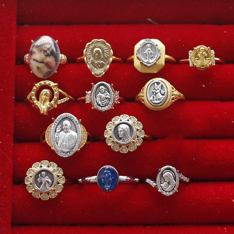 欧美意大利中古董本笃复古西洋回流进口玛丽亚活口戒指圈vintage