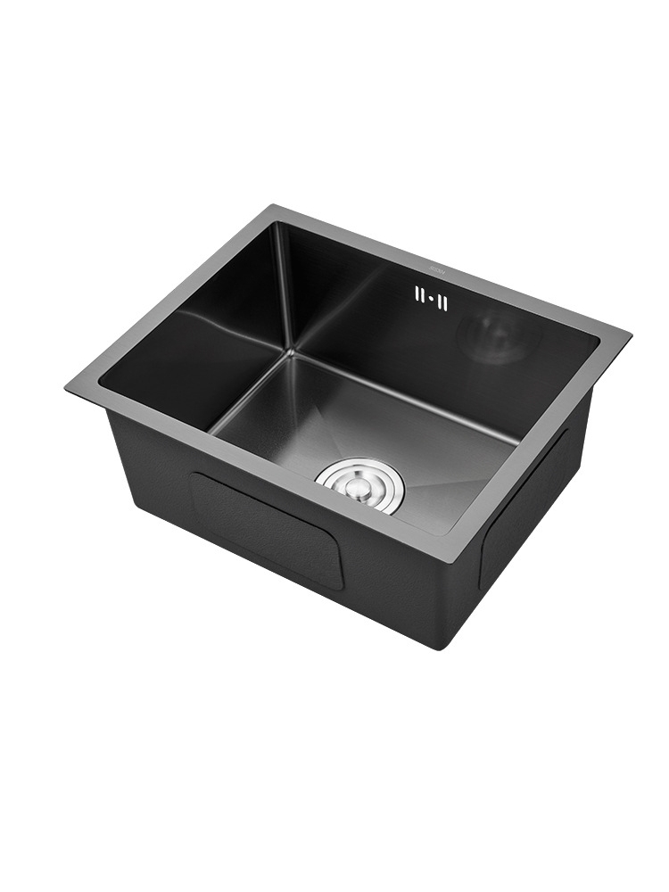 厨房单盆SUS304不锈钢水槽手工盆黑色纳米迷你洗菜水盆小单槽套餐