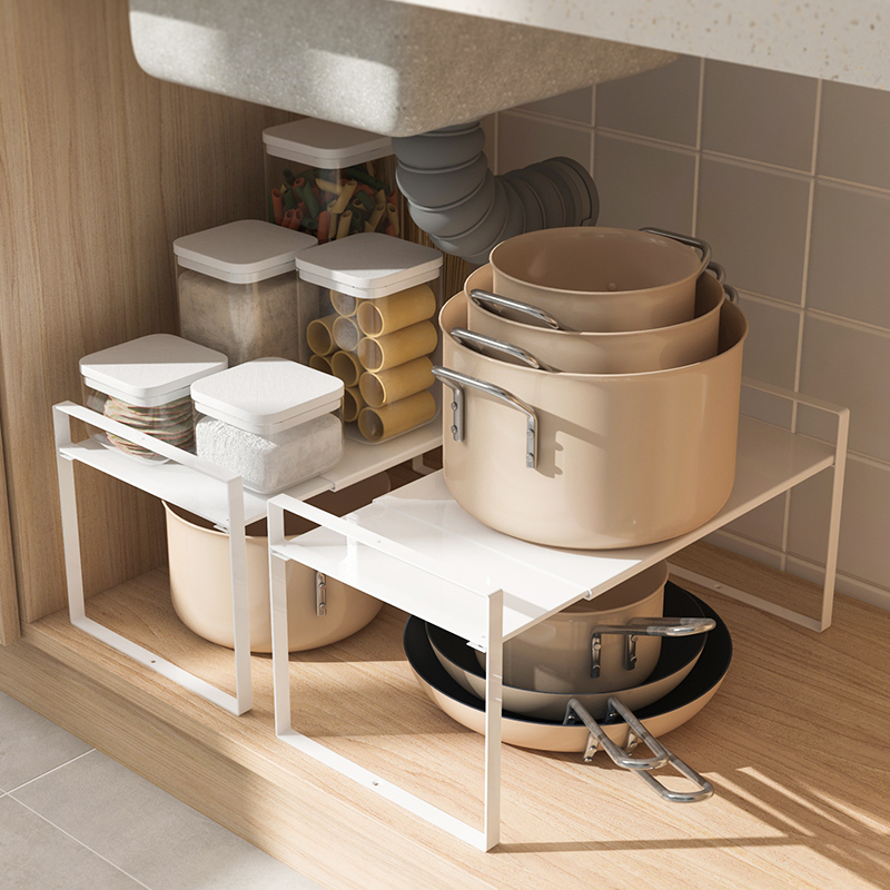 分隔板可伸缩厨房置物架下水槽橱柜收纳浴室台盆下柜内分格分层架