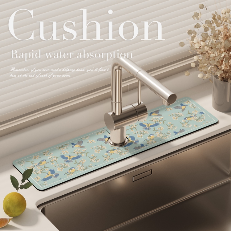 古典新中式 硅藻泥水龙头吸水垫洗手台厨房水池沥水垫卫生间浴室