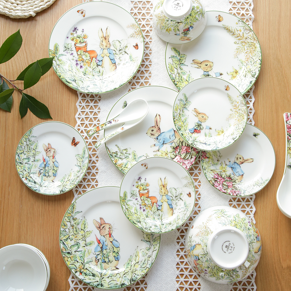 韩式陶瓷碗餐具欧式盘子碗碟骨瓷碗盘创意可爱卡通日用家点心水果
