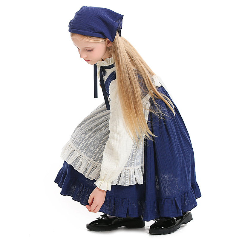 儿童节卖火柴的小女孩舞台剧演出服装农场田园风女仆装连衣裙围裙