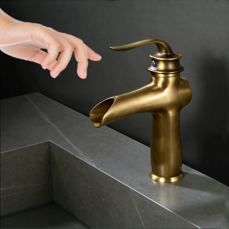 浴室水龙头美欧式铜色仿古台面洗手池洗脸盆新款个性古色单孔冷热