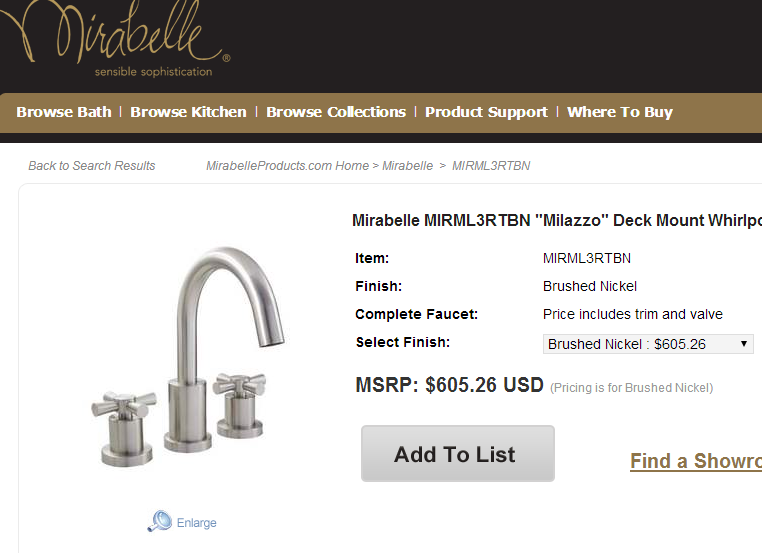 600多美元，美国正品Mirabelle 3孔浴缸龙头