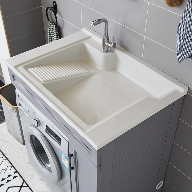 太空铝阳台洗衣机柜组合小户型石英石洗衣台池带搓衣板一体式台盆