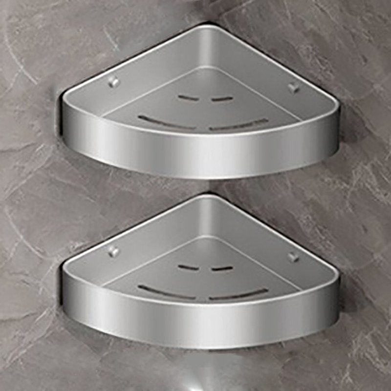 浴室角架太空铝哑光银色卫生间置物架淋浴房墙角三角篮子一体成型