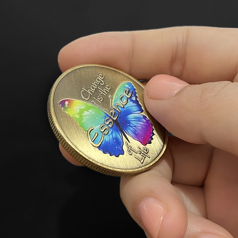 破茧成蝶蝴蝶幸运币 励志英文硬币送给自己的礼物指尖把玩小礼品
