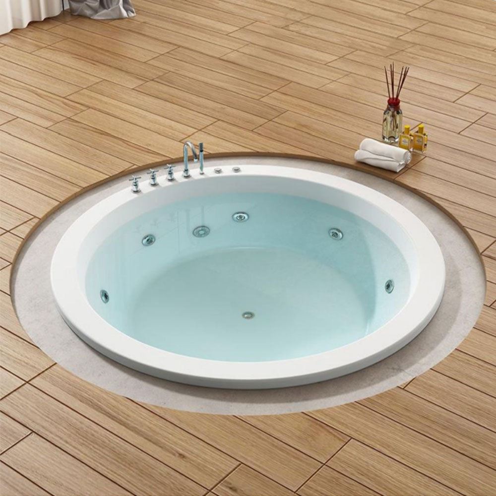 亚克力圆形嵌入式成人浴缸家用酒店民宿双人冲浪按摩浴盆情侣浴池
